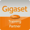 Logo der Gigaset pro Trainingspartnerschaft mit der ptm-Akademie